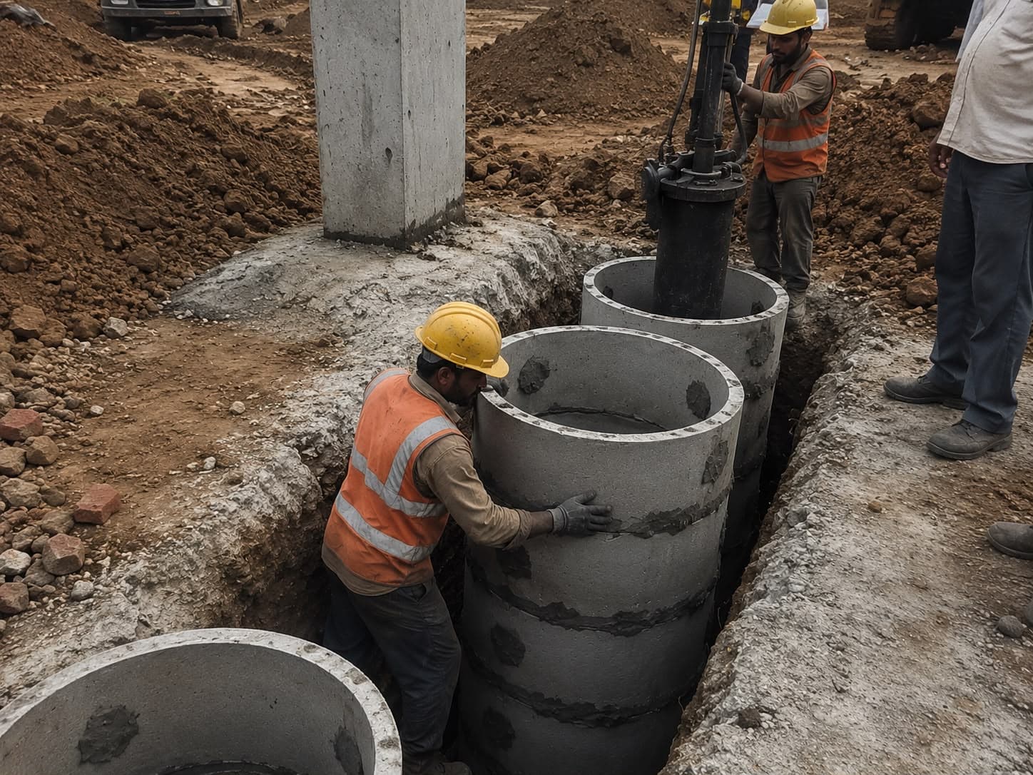 Professional drilling team at work